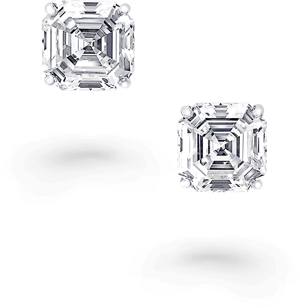 A Pair Of Classic Graff Square Emerald Cut Diamond - Diamond (2000x2000), Png Download