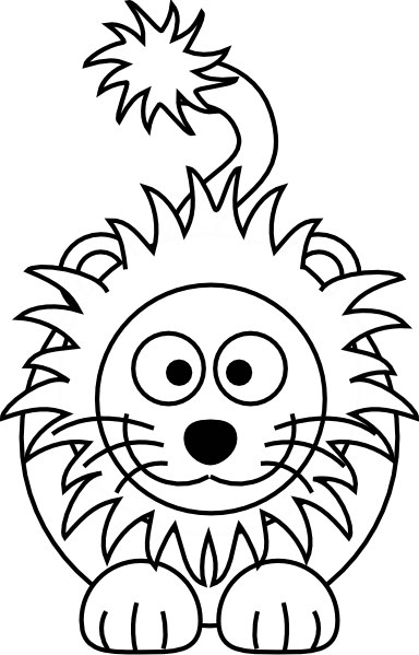 Cartoon Lion Clip Art - Face Of Lion Black And White (384x599), Png Download