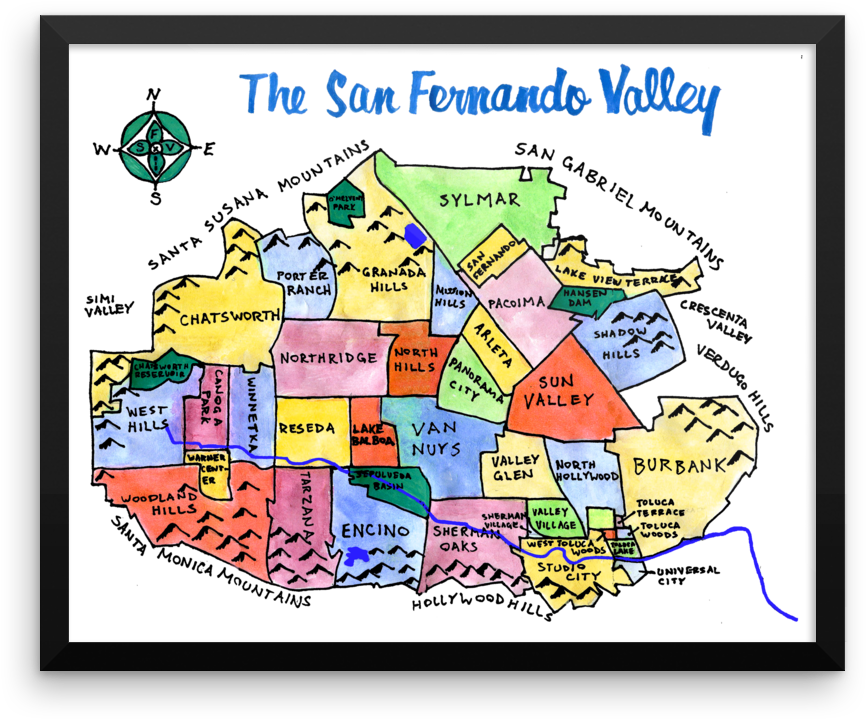 Wall Art / San Fernando Valley, California - San Fernando Valley (891x744), Png Download