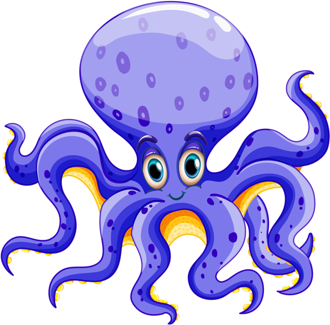 Octopus Clipart Sea Creature - Animales Acuaticos Animados Png (800x735), Png Download