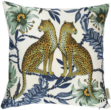 Lovebird Leopards Tanzanite Cushion Cover - Ardmore Pillows (480x480), Png Download