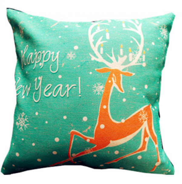 Unique Bargains Piccocasa Linen New Year Deer Pattern (600x750), Png Download