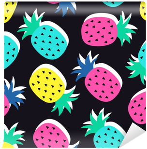 Vector Seamless Pineapple Fruit Crazy Colors Pattern - Fondos De Pantallas De Piñas (400x400), Png Download