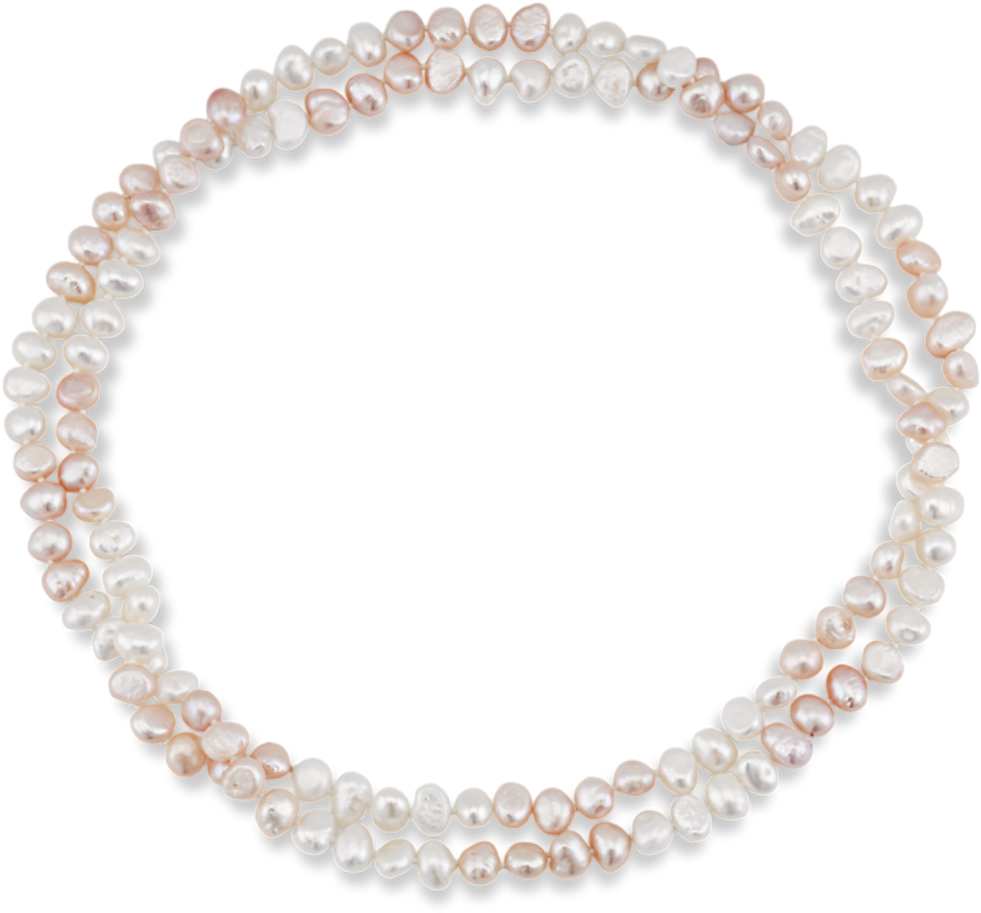 Pink & White Pearl Necklace - Bracelet (1351x1080), Png Download