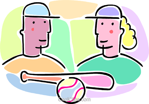 Boys And Girls With A Baseball Bat Royalty Free Vector (480x335), Png Download