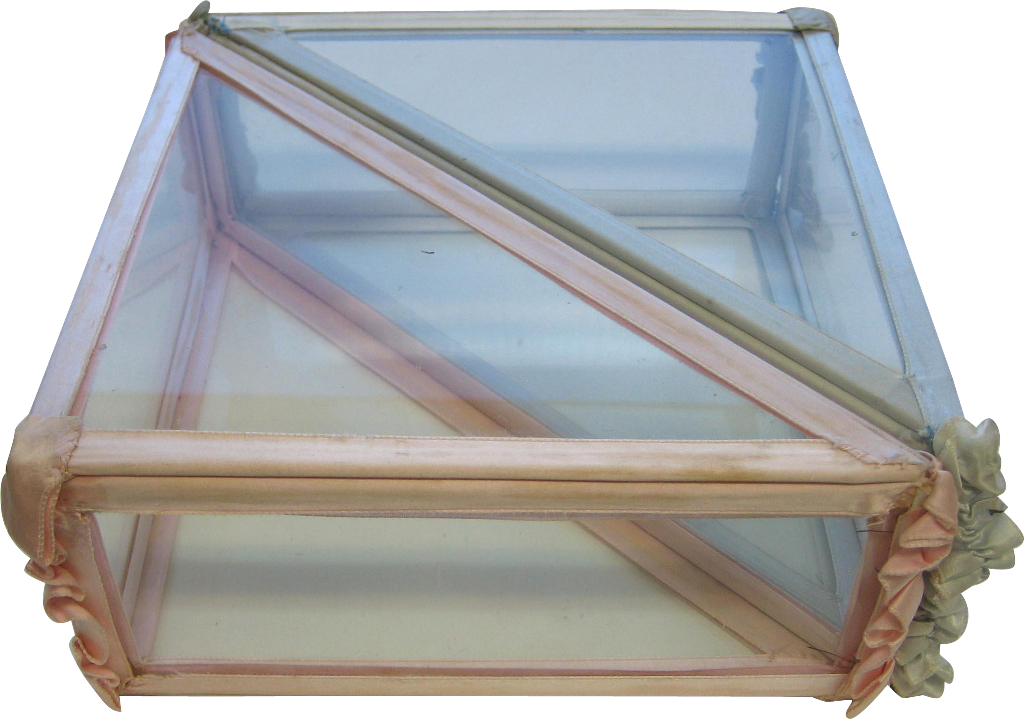 Antique Double Pink Blue Unusual Glass Case Pair Handkerchief - Window (2048x2048), Png Download