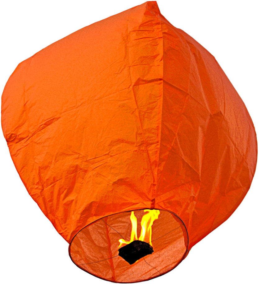Sky Lantern Orange - Flying Sky Lantern Png (947x990), Png Download