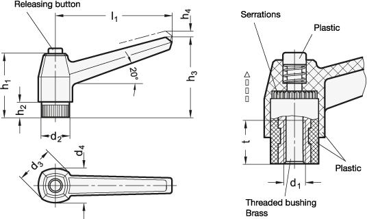 Zoom Adjustable Hand Levers El 503 Sketch - Steel (536x320), Png Download