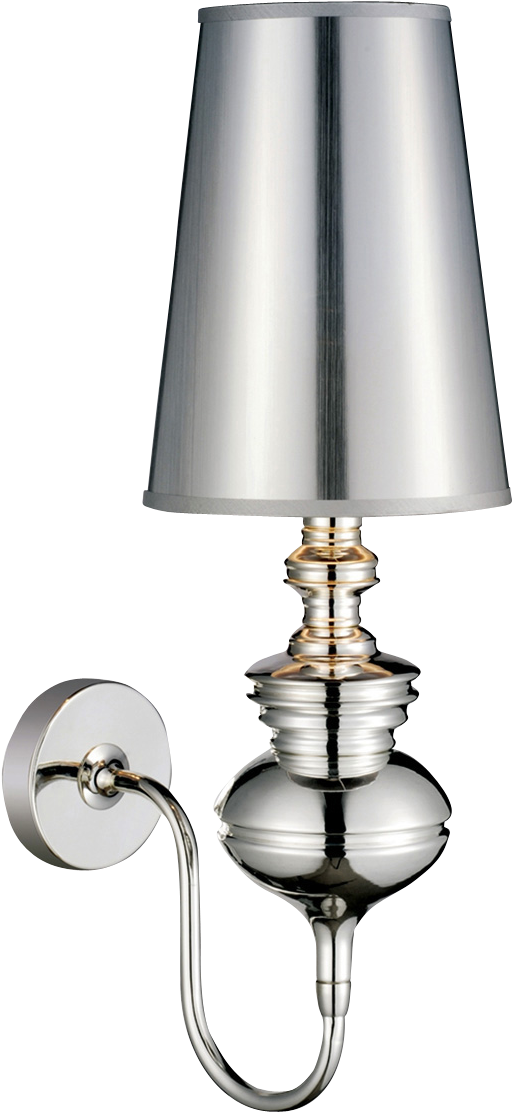 Chrome With Silver Shade 11w E14 Single Wall Light - Azzardo Ab-7121-1sil - Baroco - Chrome With Silver (762x1200), Png Download