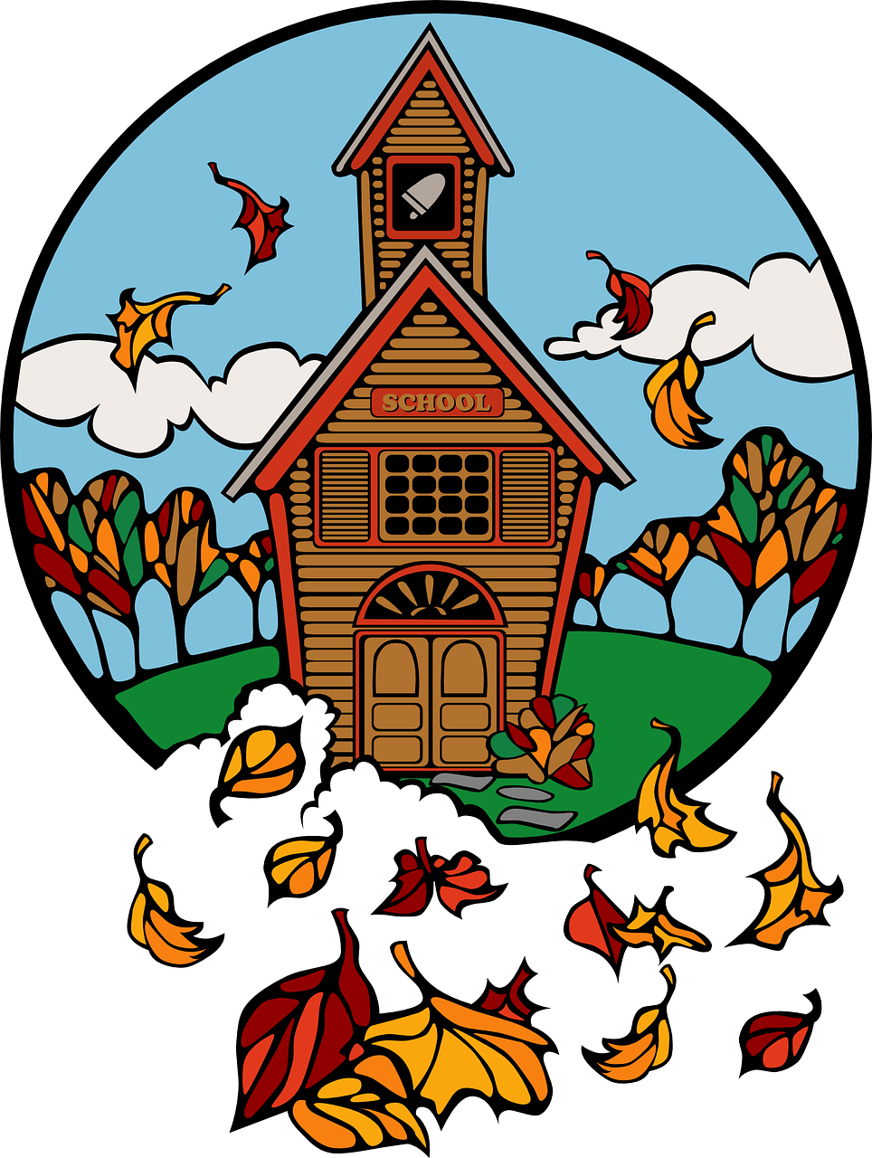 School In Fall Png Clip Arts - School Fall (452x600), Png Download