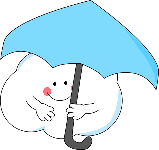 Cloud Under Umbrella - Umbrella And Cloud Clipart (550x521), Png Download