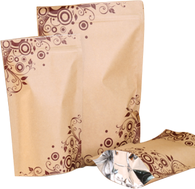 Printed Kraft Paper Zipper Standing Pouch - Kraft Paper (400x400), Png Download