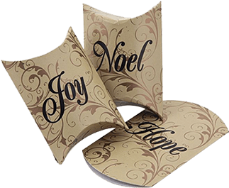 Custom Kraft Paper Gift Pillow Boxes, Wholesale Kraft - 24 Christmas Holiday Small Pillow Boxes ~ Hope Joy (400x400), Png Download