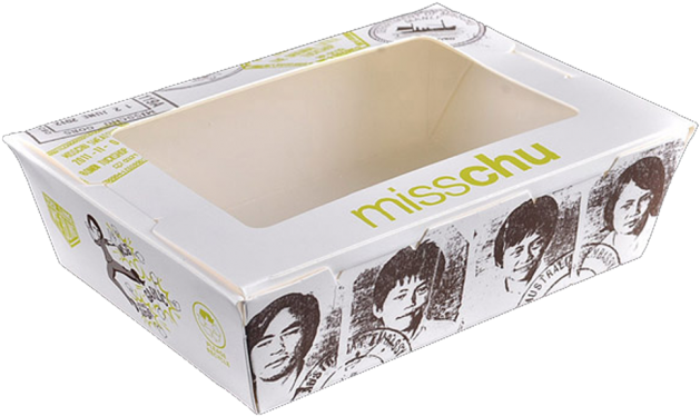 4cm Dual Window Kraft Paper Disposable Meals Box - Paper (650x650), Png Download