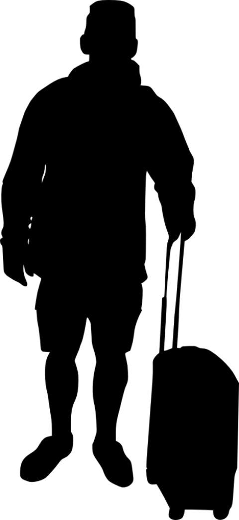 Free Png People With Luggage Silhouette Png Images - Portable Network Graphics (480x1046), Png Download