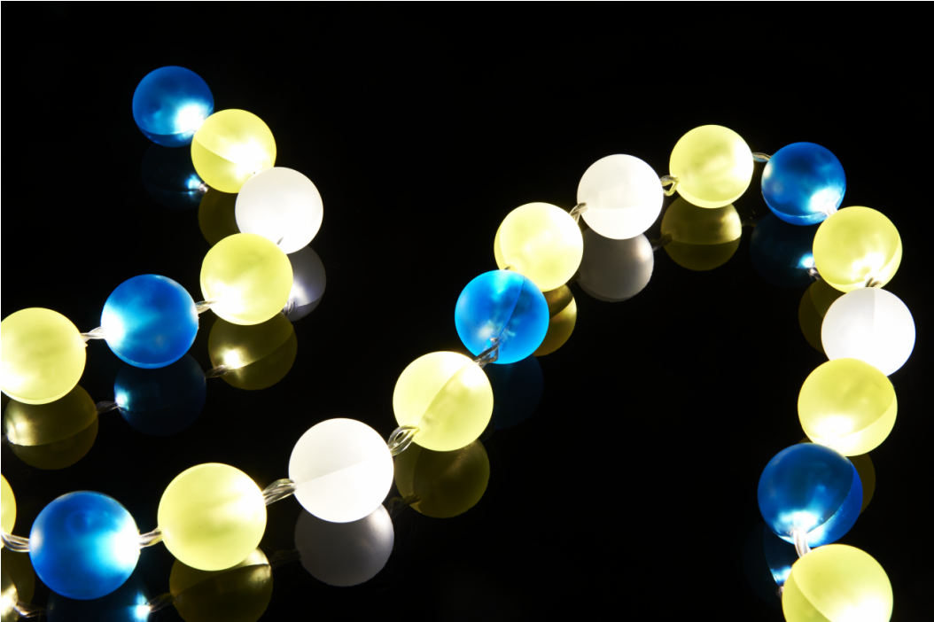 Guirlande 24 Lumieres Perles Jaunes Et Bleues 383207 - Blue (1300x779), Png Download