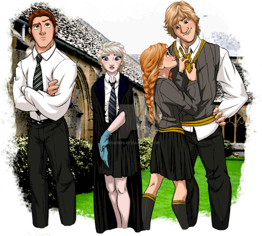 Así Serían Las Princesas Disney Si Fueran A Hogwarts - Disney Harry Potter Au (549x476), Png Download