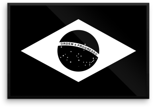 Brazil Flag Wall Art - Black And White Brazil Flag (600x600), Png Download