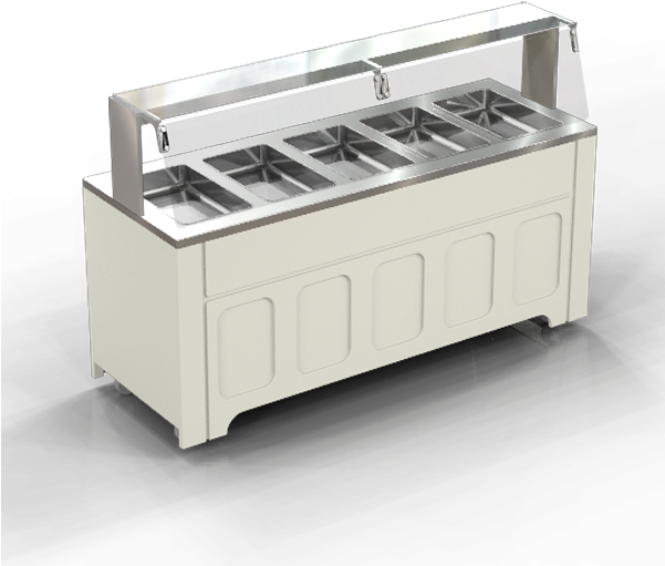 Hot Food Bar, Steam Table With 5 Dry Hot Wells, Nsf4, - Cafeteria Steam Table With Shield (600x600), Png Download