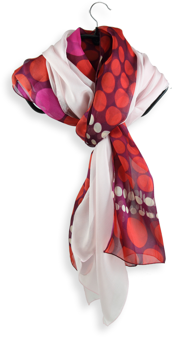 Pink Dots Silk Scarf Printed Silk Scarf Pink Made In - Silk (1200x1200), Png Download