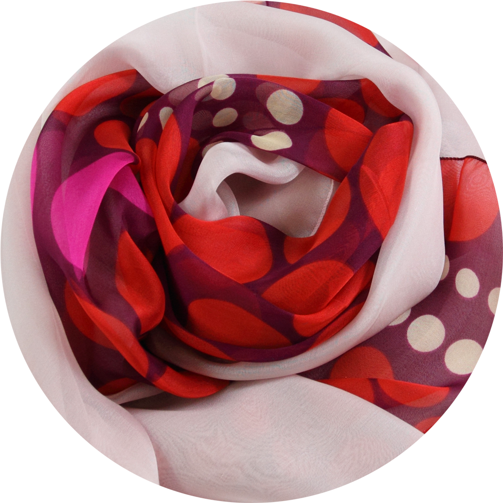 Pink Dots Silk Scarf Printed Silk Scarf Pink Made In - Scarf (1200x1200), Png Download