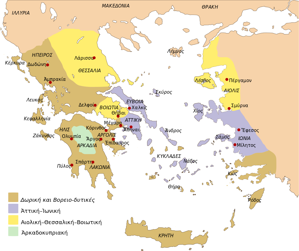 Ancient Greek Dialects-grc - Map Of Ancient Greece 400 Bc (1000x841), Png Download