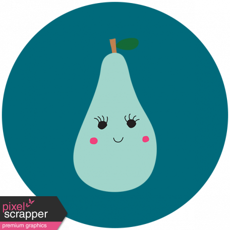 Cute Fruits Print Circle Pear - Illustration (456x456), Png Download