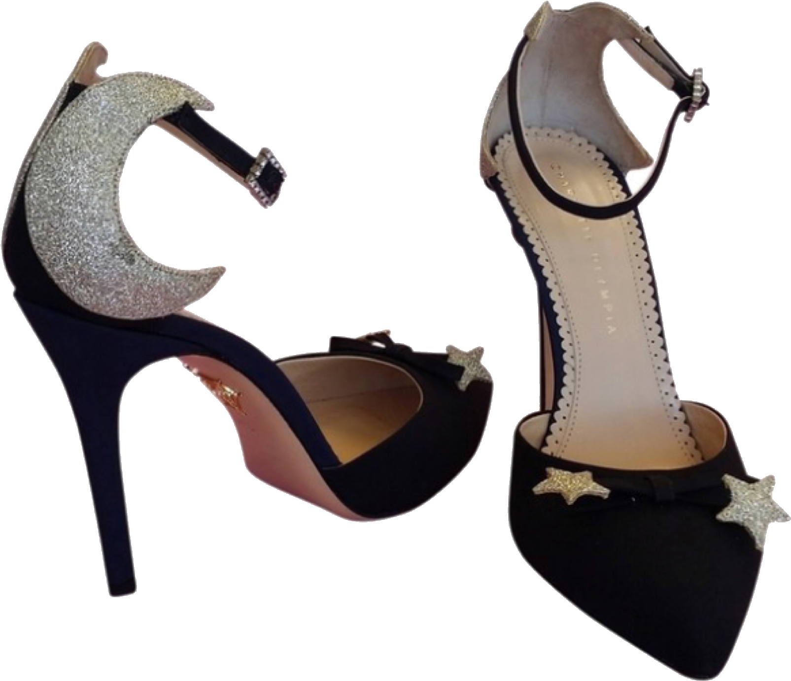 Black Moon Heels Polyvore Moodboard Filler Gold Glitter - Court Shoe (2048x1635), Png Download