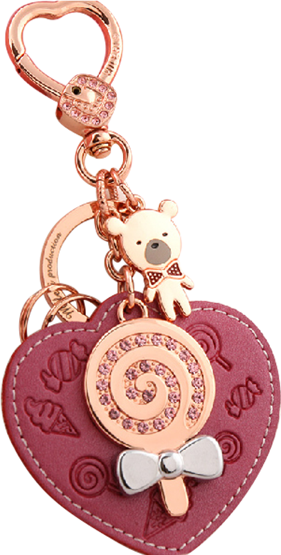 Millers Leather Keychain Female Car Key Chain Bag Pendant - Milesi Heart Cartoon Keychain Pink One Size (800x800), Png Download