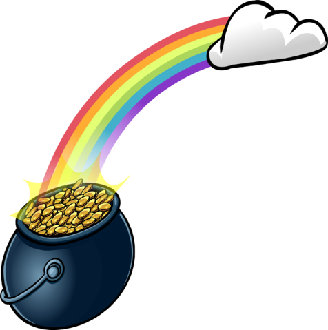 Rainbow With Pot O' Gold Sprite 002 - Portable Network Graphics (476x479), Png Download