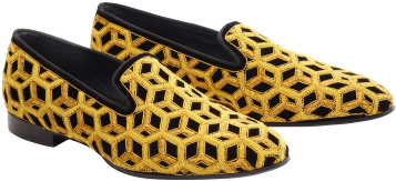 Gold Embroidered Slippers Gold Embroidered Slippers - Louis Leeman Men's Embroidered Velvet Slip-on Shoes (450x300), Png Download