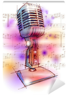 Vector Classic Microphone, Watercolor Background & - Watercolor Microphone Png (400x400), Png Download