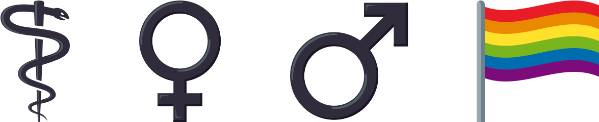 Medical, Male, Female, And Rainbow Flag Shown Here - Circle (1400x350), Png Download