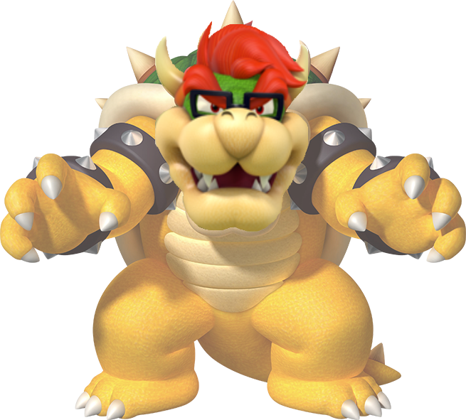 Bowser With Glasses - 8 Super Mario Bros Thank You Cards (655x591), Png Download