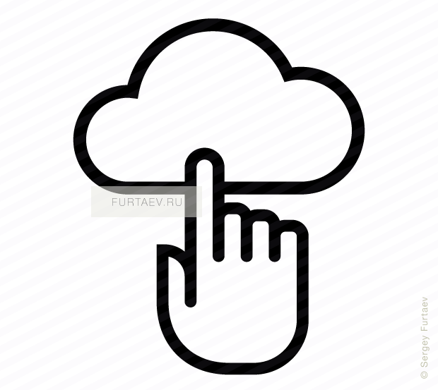 Vector Icon Of Cloud Under Index Finger - Icon (620x553), Png Download
