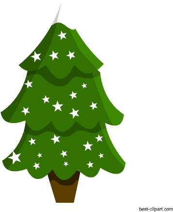Christmas Tree With Snow And White Stars Clip Art - Christmas Day (450x450), Png Download