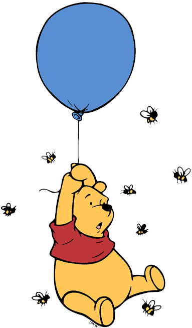 Balloon Drawing Winnie The Pooh - Winnie The Pooh With A Balloon (383x654), Png Download