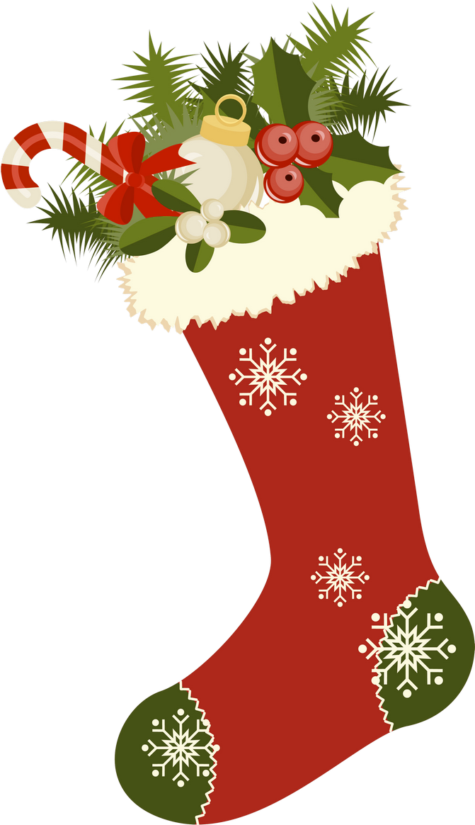 Red Retro Christmas Stocking Png Picture Clipart - Christmas Stocking Clipart (354x600), Png Download