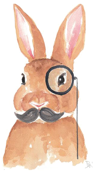 Watercolor Painting Rabbit Transprent - Monocle Rabbit (564x705), Png Download