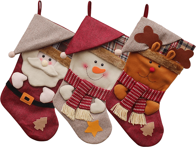Image Product 11 - Christmas Stockings Dmcore 3pcs 18" 3d Plush Cute Santa (800x800), Png Download