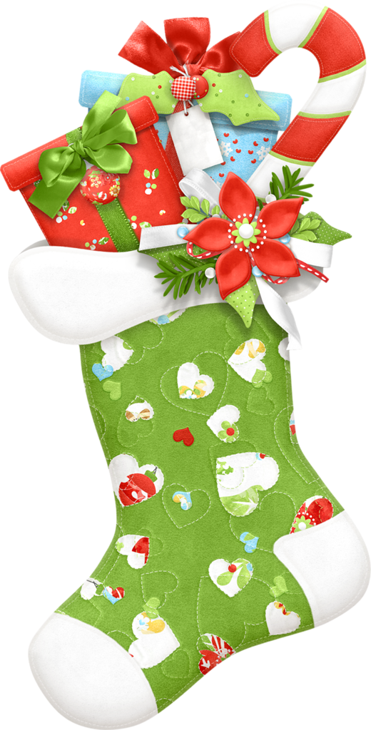 Christmas Stocking Clip Art - Green Christmas Stocking Clipart (520x1024), Png Download