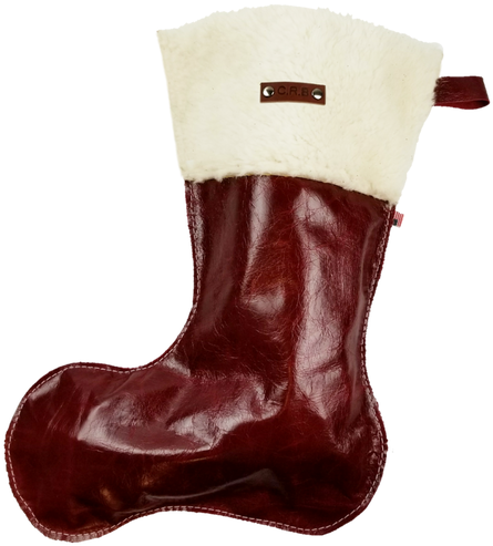 Christmas Stockings In Italian Red Leather With Wool - Snow Boot (500x543), Png Download