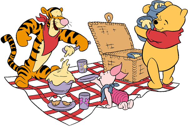 Clipart Summer Winnie The Pooh - Winnie The Pooh Picnic (602x407), Png Download