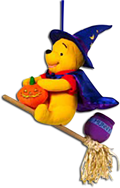 Winnie The Pooh Halloween Decoration Witch Broom Hanging - Winnie-the-pooh (442x650), Png Download