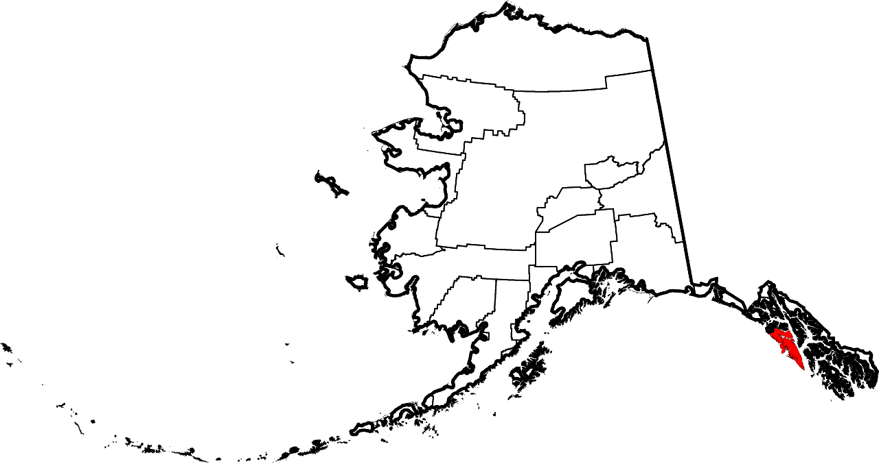 Map Of Alaska Highlighting Sitka City And Borough - Devils Thumb Alaska Map (1280x677), Png Download