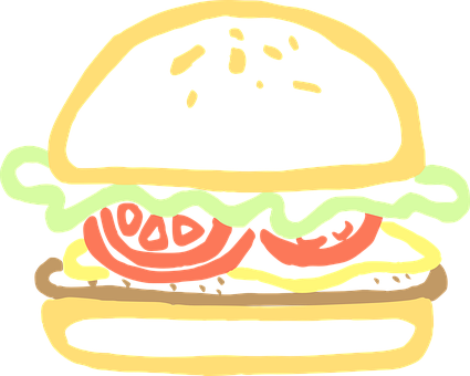 Hamburger Food Burger Meal Junk Cheeseburg - Burger Logo Black Background (425x340), Png Download