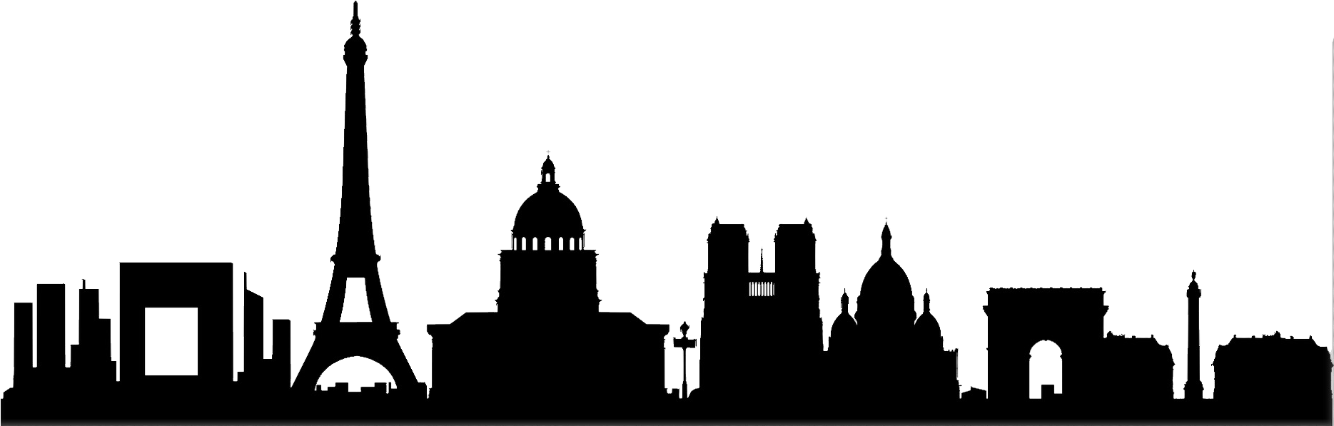 Library Silhouette Clip Art Landmarks Transprent - Skyline Paris (1868x652), Png Download