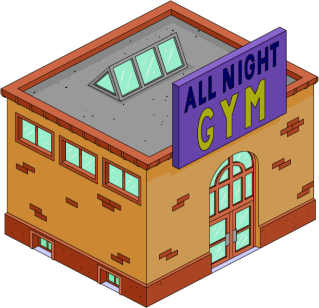 Tapped Out All Night Gym - Simpsons Tapped Out All Night Gym (621x600), Png Download