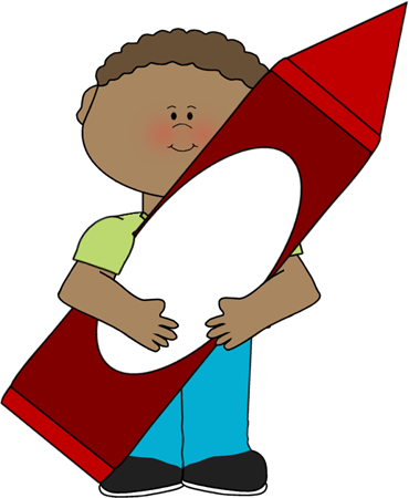 Crayon Clip Art - Boy With Crayon Clipart (370x450), Png Download