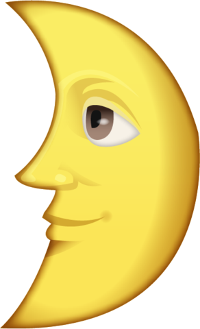 Download First Quarter Moon With Face Emoji Png - Last Quarter Moon With Face Emoji (292x480), Png Download